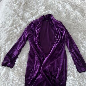 Purple Velvet Open Cardigan